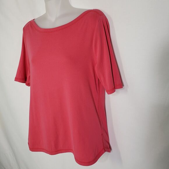 Talbots Womens Tee Size Small Stretch Weekend Tee Boat Neck Short Sleeve Salmond - Picture 6 of 8